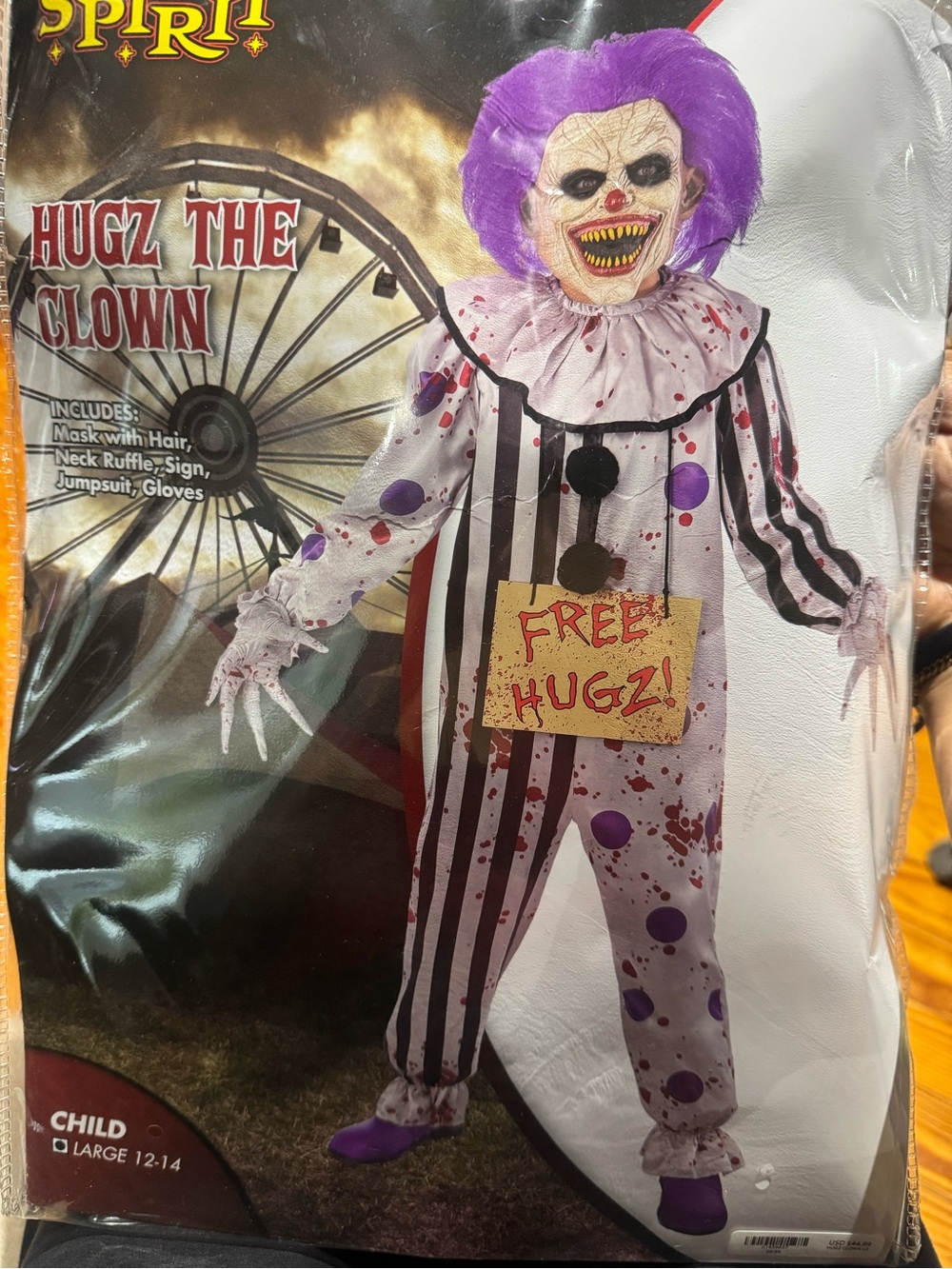 Spirit Kids Purple and White Hugz the Clown Costume